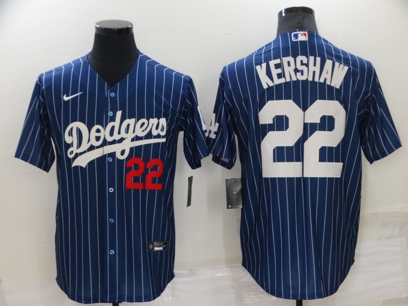 Men's Navy Los Angeles Dodgers #22 Clayton Kershaw Cool Base Stitched Jersey